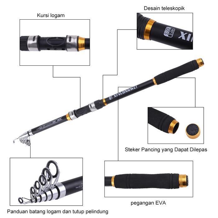 READY Joran Pancing Portable Carbon Fiber Telescopic 2 Meter - 3Meter/ Joran Pancing Murah Kuat