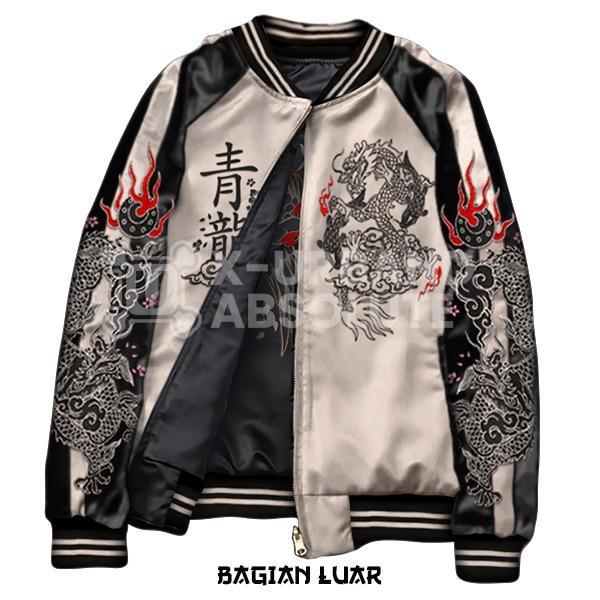 Jaket Sukajan Dragon Koi Reversible 2in1 Bolak Balik Premium Bordir Jepang Eksklusif, Streetwear