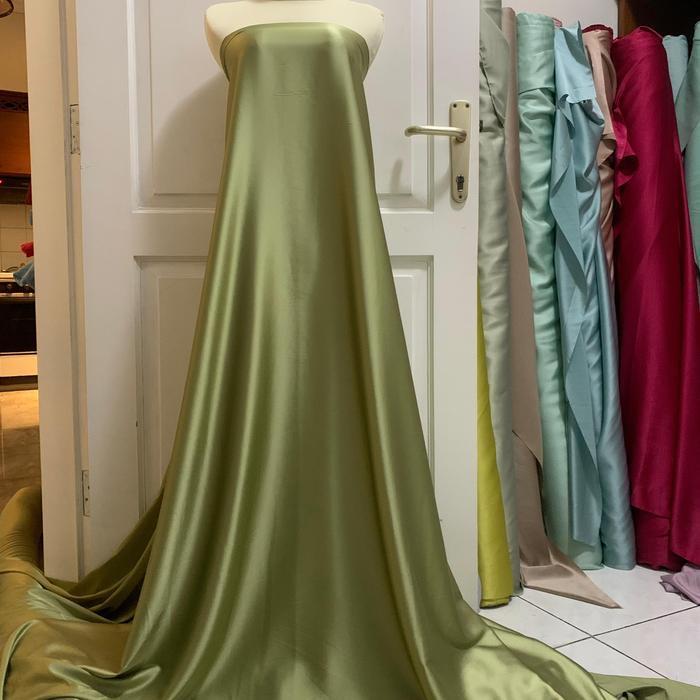 Kain Satin ARMNI Silk Original warna Olive Green