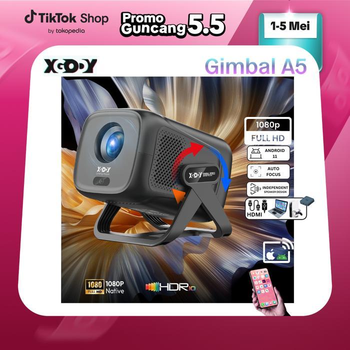 Xgody Gimbal A5 Smart Proyektor Lcd - Android 11.0 - Fhd 1080P - Mirrorlink - Auto Keystone -
