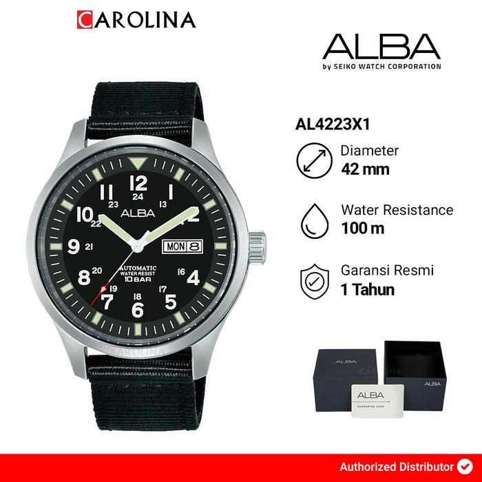 JAM TANGAN PRIA ALBA AL4223X1 BLACK DIAL BLACK NYLON STRAP