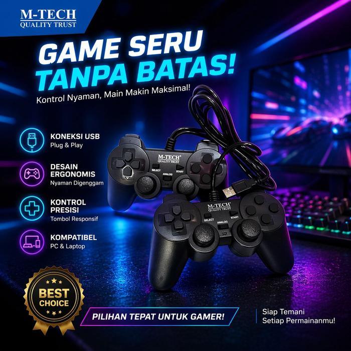 M-Tech Stik Ps Usb Laptop Gamepad Pc Double Hitam