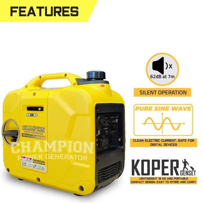 Genset Silent 1000 Watt Champion Silent Inverter CEM 1500IS / Genset Mini Portable 1000 1200 Watt