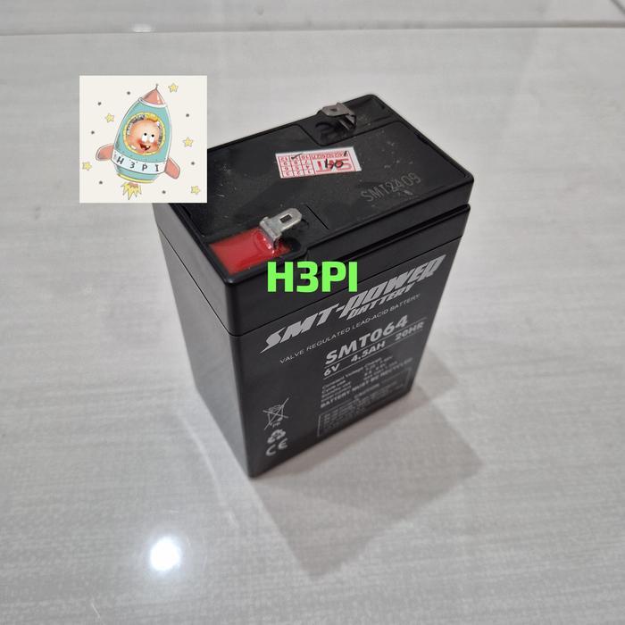 Baterai Aki 6V 4.5Ah 4,5A Accu 6V ORIGINAL SMT POWER Aki Mobil Anak