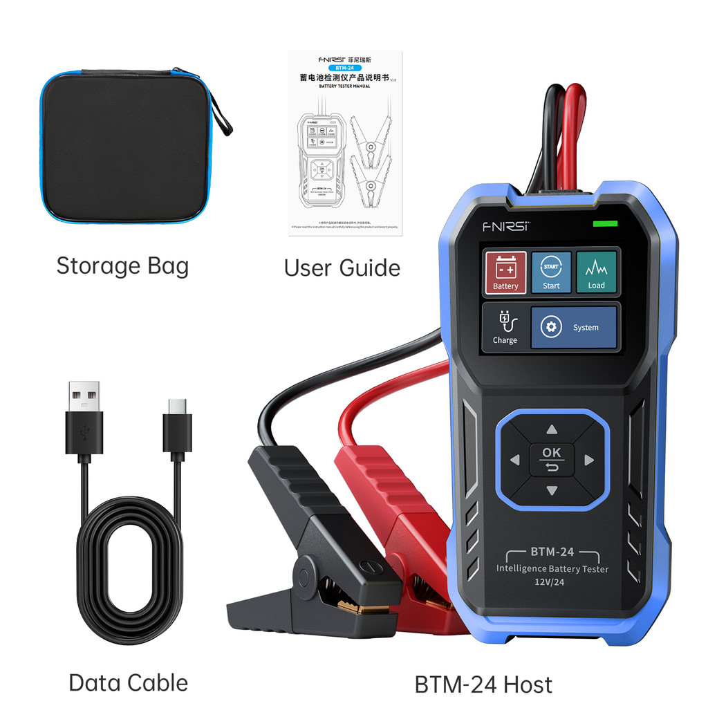 FNIRSI-BTM-24 12V/24V Car Battery Tester 0-2000 CCA Automotive Battery Load Tester Cranking Charging