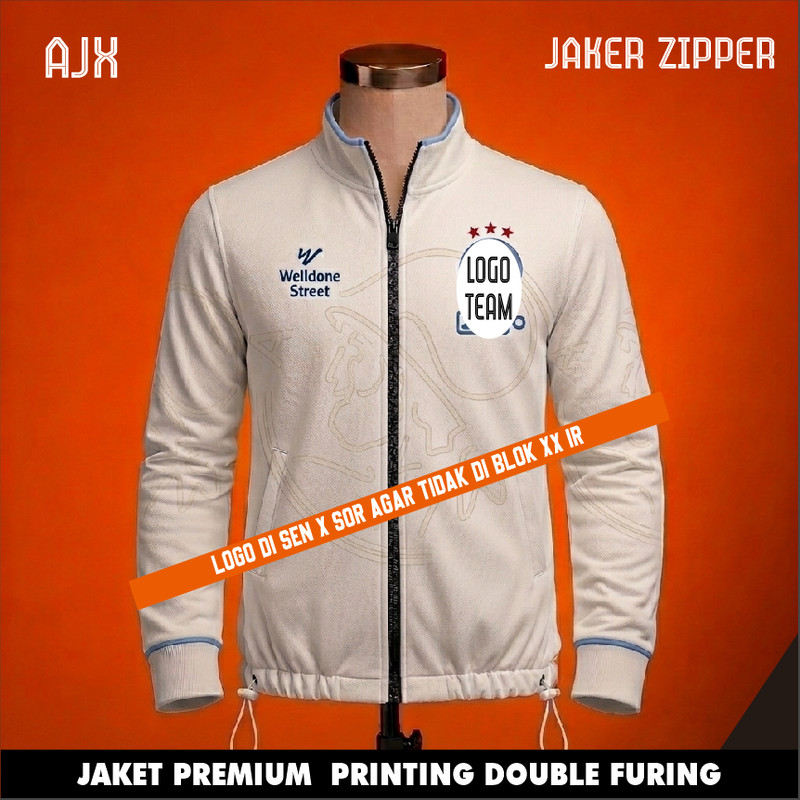 Noise  JAKET ZIPPER Desain terbaru retro style berkerah satuan full printing JAKET LOTTO  Custom BUK