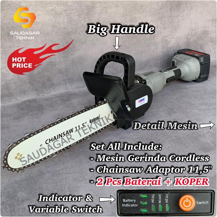 sintayanistore12 Chainsaw Cordless Mini Chain Saw Adaptor Cordless Adapter Chainsaw