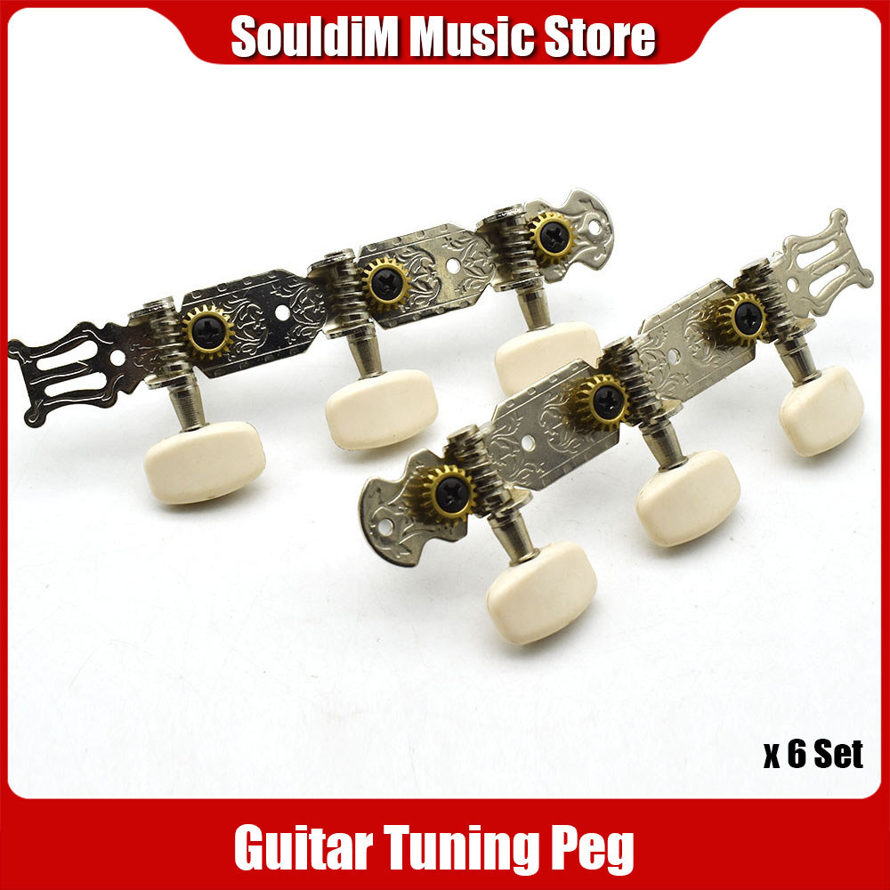 Diskon 6set 3L3R Guitar Tuning Keys Tuners Machine Head 6 String Chrome Plated Single Hole Tuning Pe