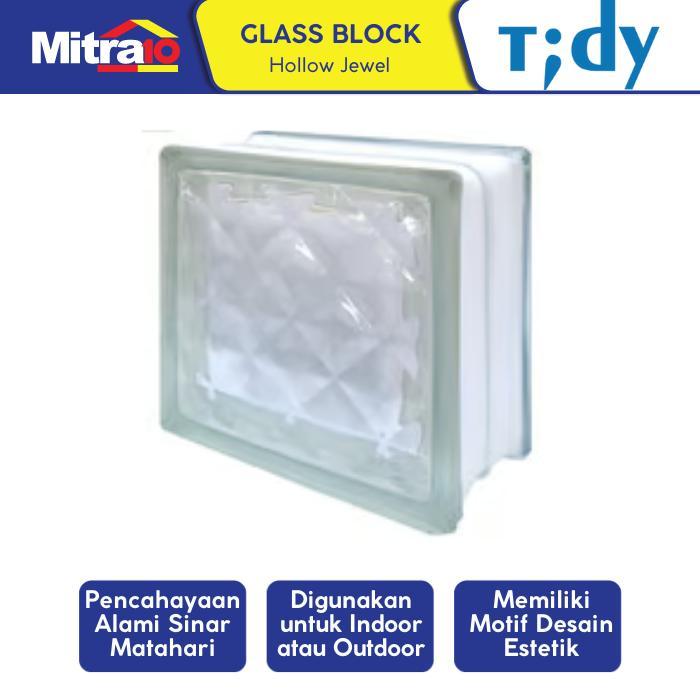 Glass Block Hollow Tidy Jewel 8x19x19cm - Bata Kaca Dekoratif Mirror