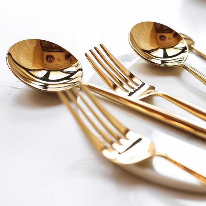 [COD] Sendok Garpu Stainless Spoon Fork Stainless Alat Makan Sendok Garpu Gold Silver Garpu Sendok