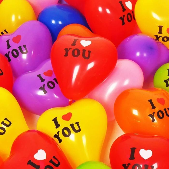 [100 Pcs] Balon Latex Love 12 Inch / Balon Hati Tulisan I Love You / Balon Heart / Balon Love 100Pcs