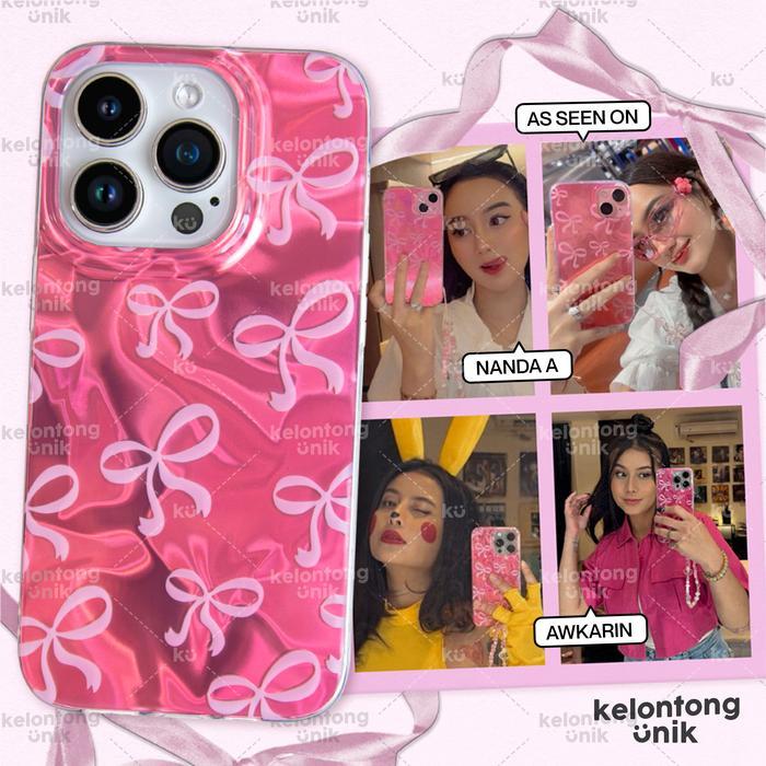 Promo Kelontong Unik Pink Coquette Ribbon Holographic Case - Hardcase/ Casing Hp For Iphone X Xs Xr