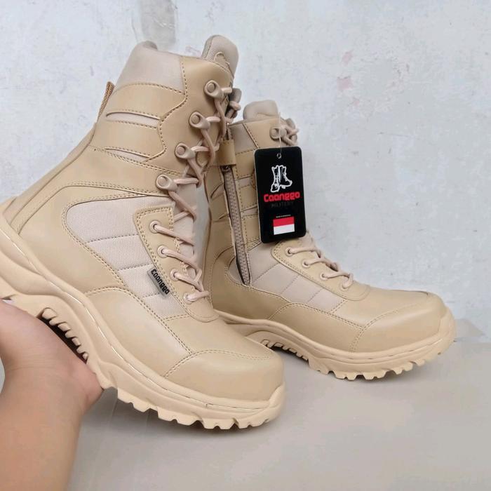 Sepatu pdl safety ujung besi pdl Kemenhan pdl ASN pdl satpolpp cream tactical boots caanggo military