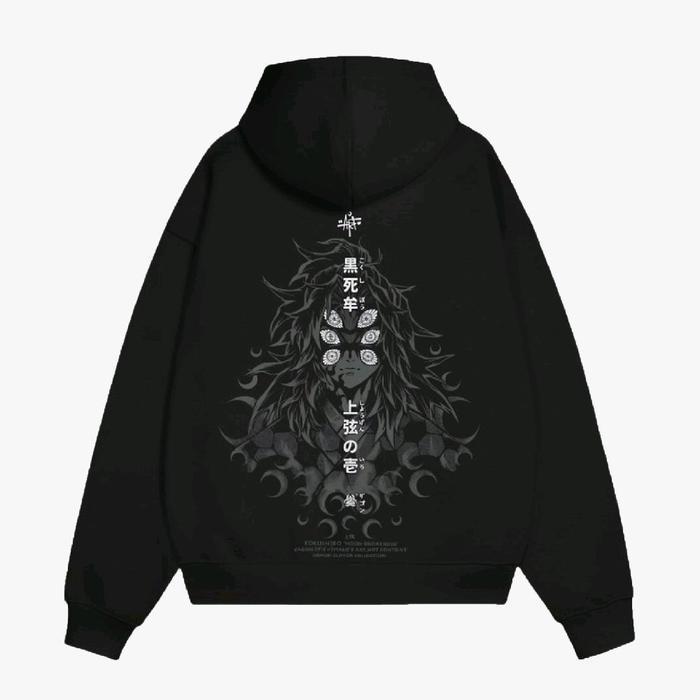Hoodie Anime Kokushibo Demon Slayer Sweater Pria Wanita Anime Hitam Distro Fleece Streetwear Lembut
