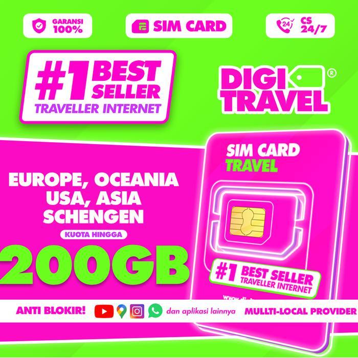 DIGI TRAVEL Sim Card USA America 3UK Kuota Besar 4G 5G Simcard Amerika US USA Kuota Simcard Eropa