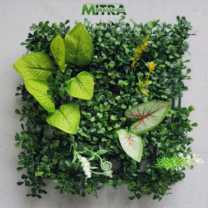 Daun Bunga Plastik Hiasan Dinding Cantik Customize Dekorasi Rumah Panel 25cm x 25cm