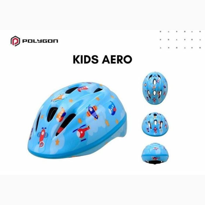 New Helm Sepeda Anak Polygon Aero Helmet Kids Motif Pesawat Original