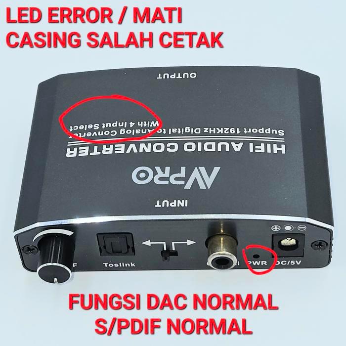 AVPRO AVQ026 Digital to Analog Converter DAC 24/192khz SPDIF Converter