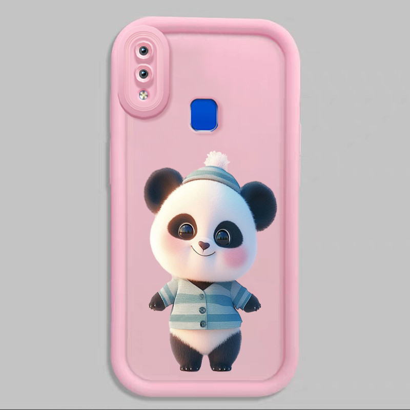 Casing Hp untuk VIVO Y91 Y91i Y93 Y93s Y95 Case Panda Merah Muda Kasing silikon Cesing Softcase Back