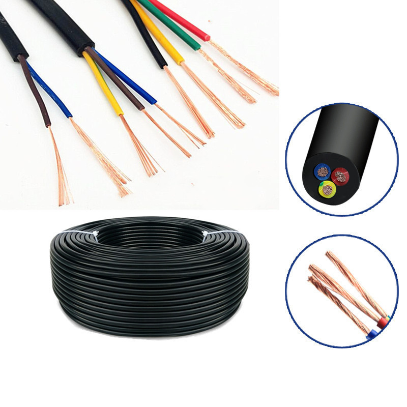 5Meter 24 AWG 22 AWG 20 AWG RVV 2/3/4/5/6/7/8 Cores Copper Wire Conductor Electric RVV Cable Black