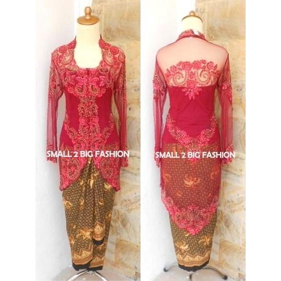 Kebaya Modern Jadi Tile Lengan Panjang Bordir (+ Kemben) Tb 006 Merah