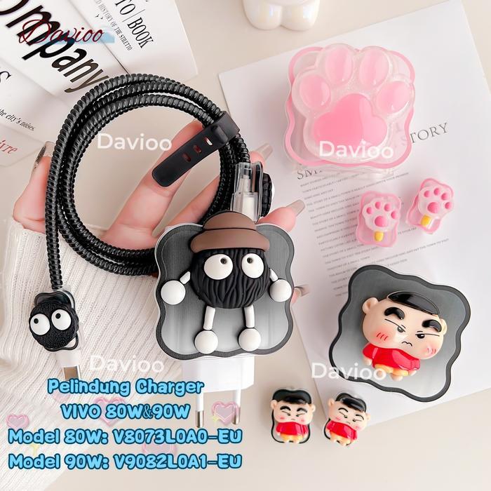 Pelindung Charger FOR VIVO 80Watt 90Watt Set 5 Item Paket Cover Pelindung Kepala Charger & Kabel