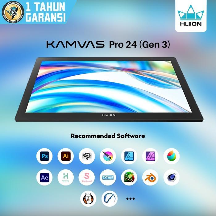 Huion Kamvas Pro 24 Gen 3 - 4K Srgb 140% Include Keydial Garansi Resmi 1Thn