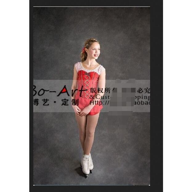 Girls Ice Skating Dresses Red Figure Dress Women Competition Skating Clothing Spandex