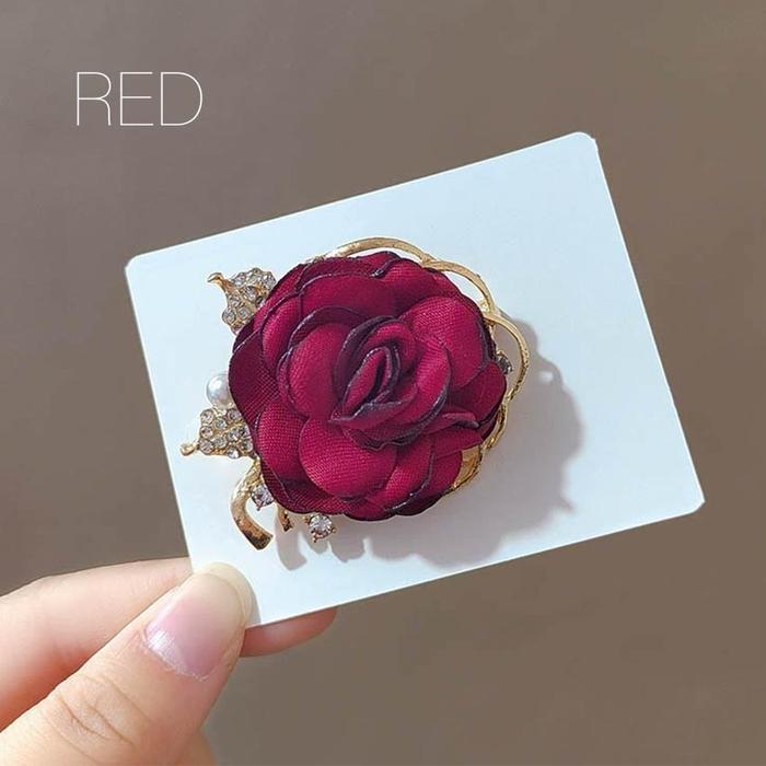 Bros Mawar untuk Jas Pria Groom Pesta Pernikahan Pin Corsage Satin Kristal Mutiara Hiasan Formal Ele