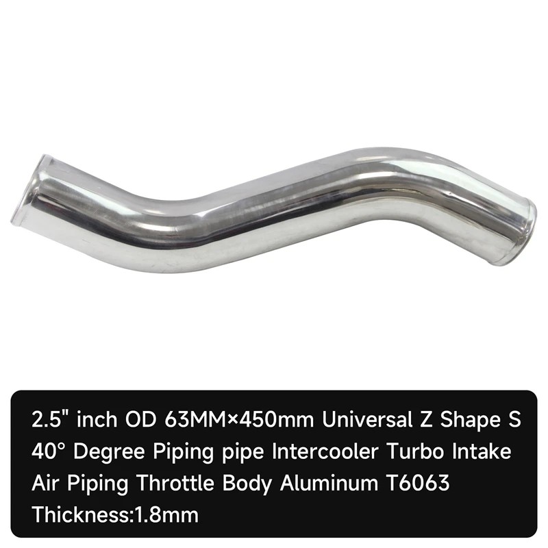INTERCOOLER INTAKE PIPE PIPING TUBE HOSE 57-63MM /2.25-2.5" INCH L=450MM Z / S SHAPE 40 DEG