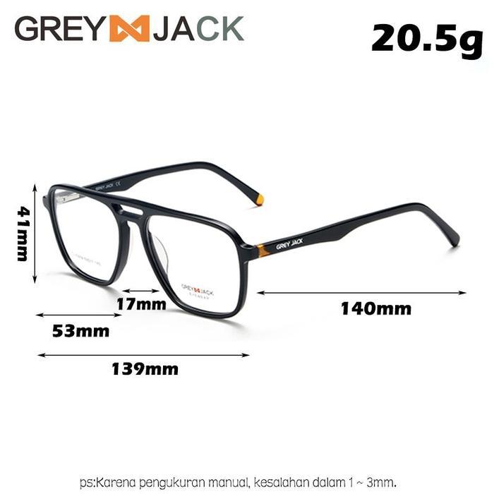 Premium Grey Jack Frame Kacamata Stye Kotak Trendy Bahan Acetate Unisex 60014 Original