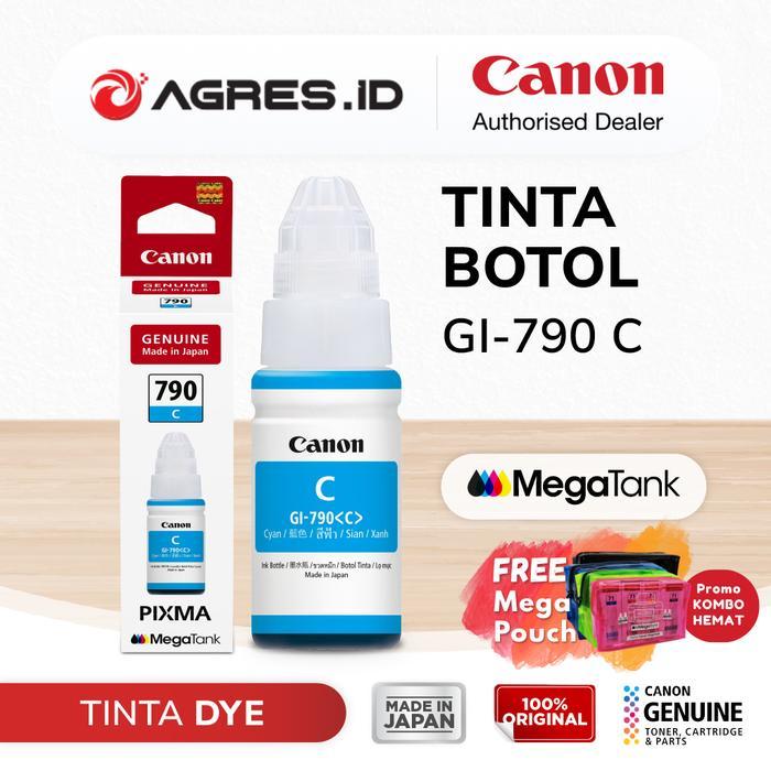 100% ORIGINAL TINTA CANON GI 790 CYAN - PRINTER G1010 G2010 G3010 G4010 - TINTA ASLI CANON MADE IN