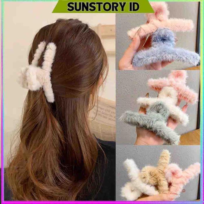 11CM - JEPIT RAMBUT BULU KOREA / JEPIT RAMBUT KOREA / JEDAI JEPIT RAMBUT KOREA / JEPITAN POMPOM BULU
