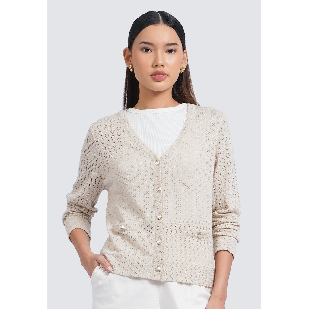Et Cetera Long Sleeve Loose Cardigan BEIGE