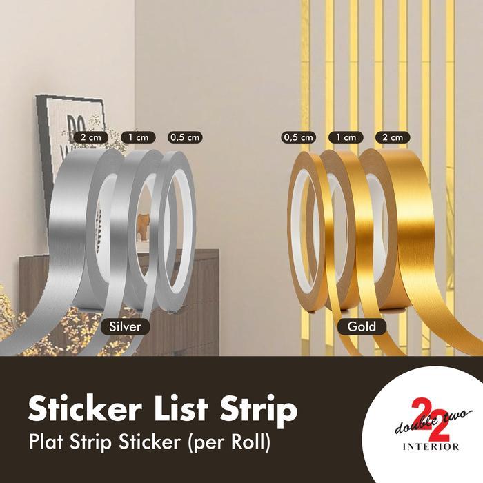 Sticker List Plat Strip Gold Silver / Stiker Lis Nat Lantai Keramik / Lis Profil Moulding / 0,5 cm 1