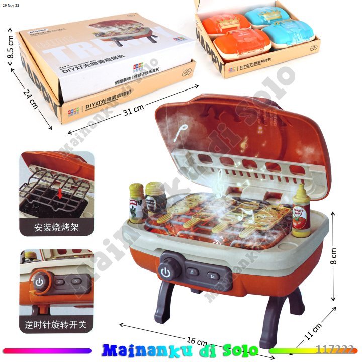 [Mainanku] Mainan Masak-masakan Cooking Set BBQ B/O Musik Lampu Spray Trendy
