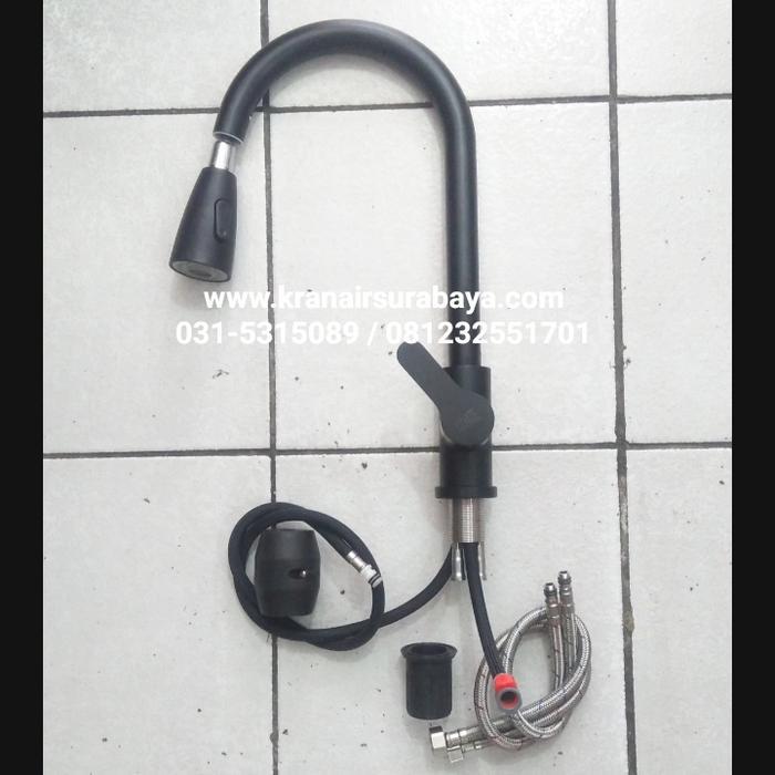 ID KRAN CUCI PIRING DAPUR FLEKSIBEL WARNA HITAM AIR PANAS DINGIN