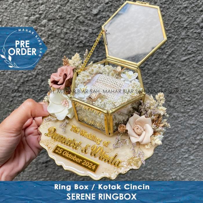 PO SERENE RINGBOX Resin Ring Box + CUSTOM NAMA Kotak Cincin / Ring Bearer Tempat Cincin Ringbox