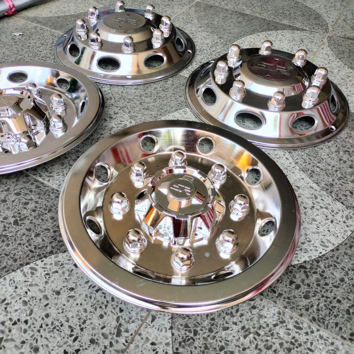 Wildop Truk Ring 16 SR Pariwisata Plat Crom 1 Set 2 depan 2 belakang Car