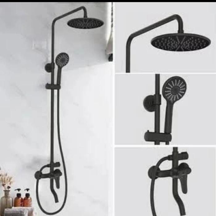 Shower Tiang Hitam Panas Dingin/ Kran Tiang Hitam Panas Dingin
