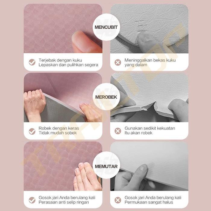 Matras Yoga Premium TPE Yoga Mat Anti Slip Matras Olahraga Tebal 6/8 mm