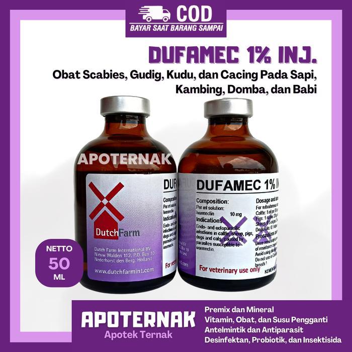 DUFAMEC 1% INJEKSI 50 ML OBAT SCABIES GUDIG KUTU DAN CACING PADASAPI