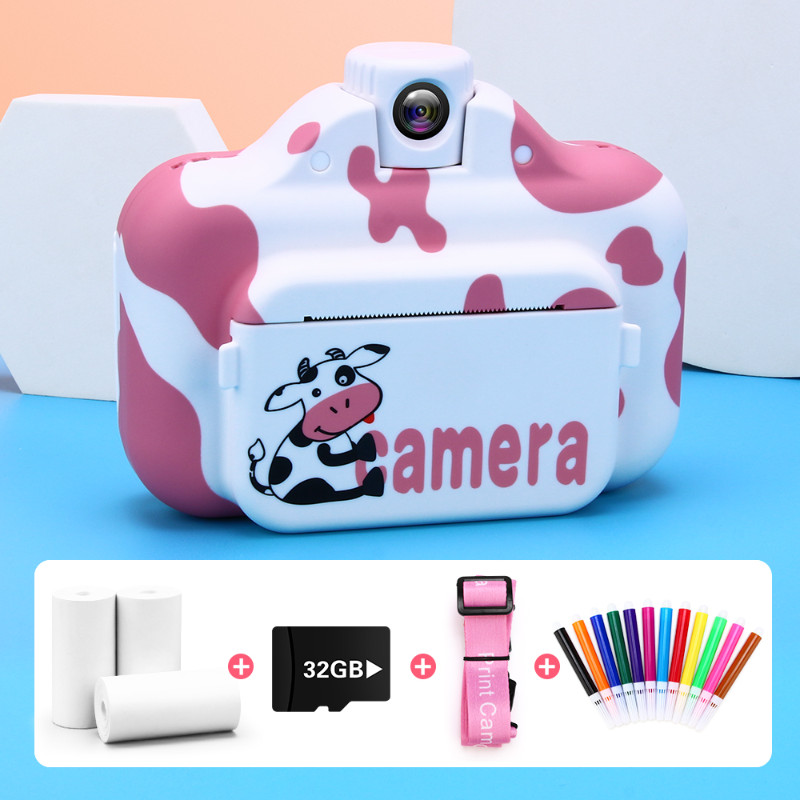 " Kids Camera Wireless Wifi Instant Print Camera Cartoon Cow Thermal "