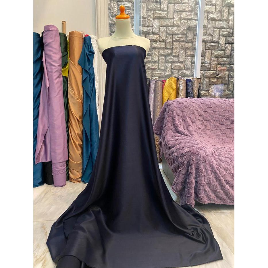Bahan Kain Satin Velvet Premium Warna Biru Dongker Navy