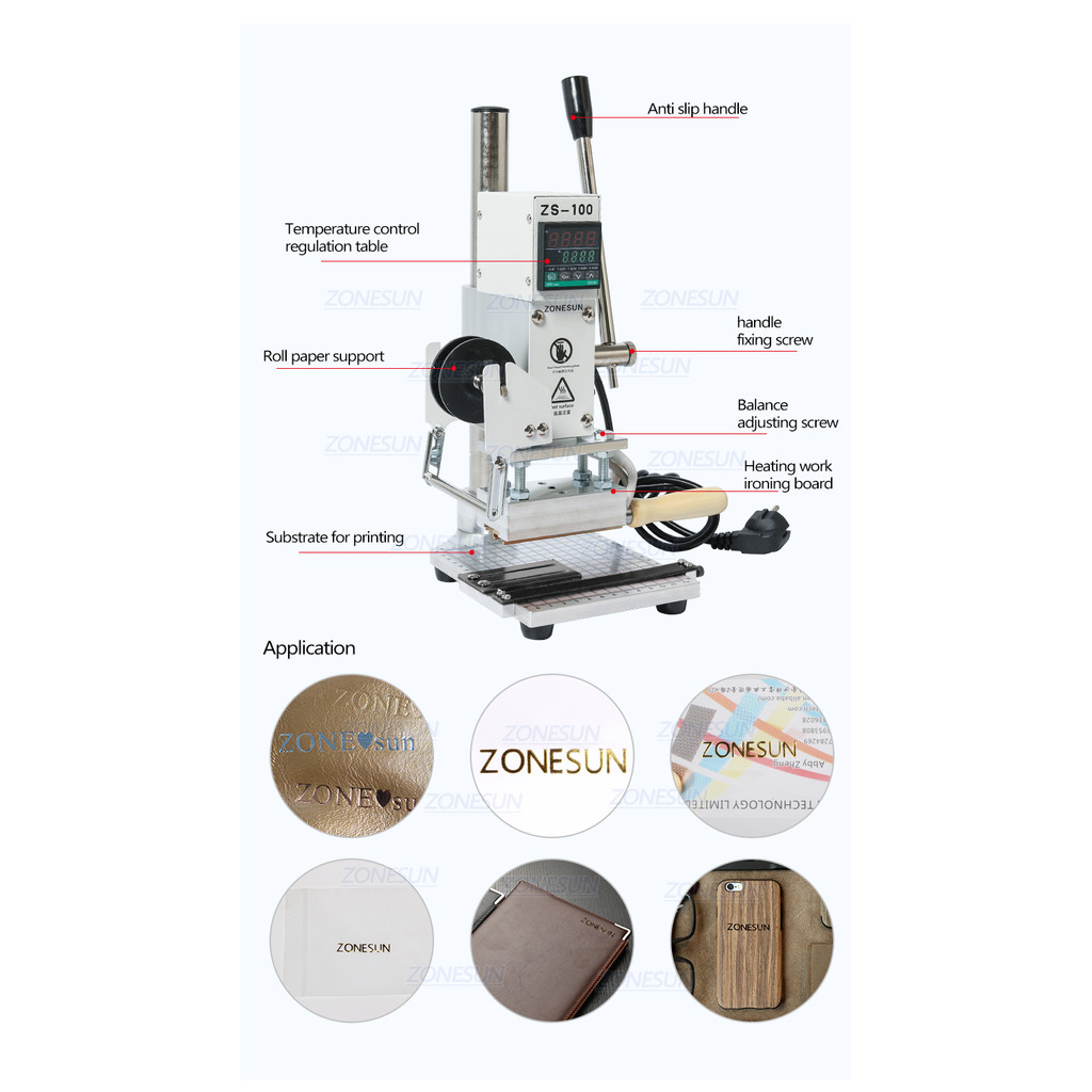 . Zonesun Hot Foil Stamping Machine Manual Bronzing Rembossing Machine -