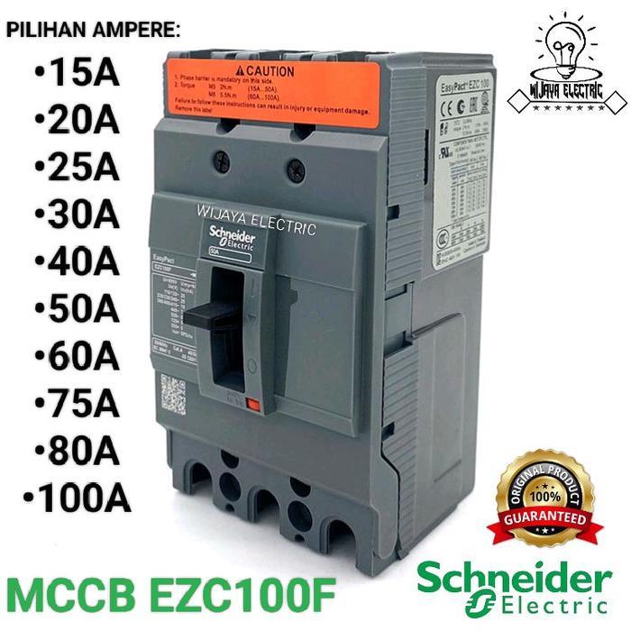 Schneider Mccb 100A 3P Schneider Ezc100F 3100 / Breaker Mccb 3Phase 100Ampere / Mccb 3P 100A