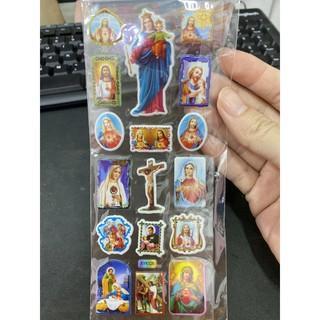 NEW Sticker Nasrani Tuhan Yesus Bunda Maria Stiker Timbul Natal santa clause 3D harga per 5pcs