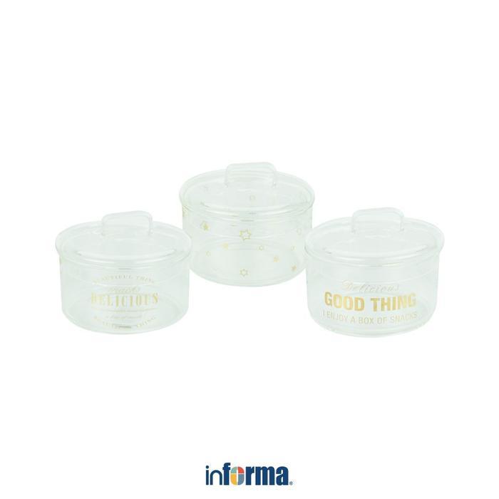 Informa 430 ml Kalino Stoples Kaca Susun Toples Kue Wadah Bumbu Tempat Snack Toples Plastik Cemilan