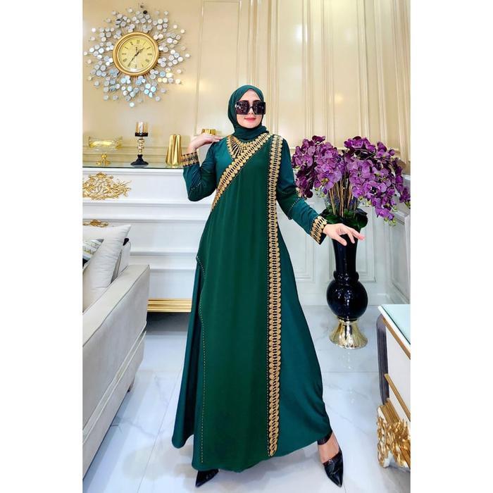Gamis Abaya Turkey Bordir Sari India 01 Kalung Mote Terbaru Zkra Warna Dress Muslim Wanita Ceruty