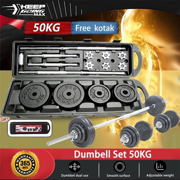 Dumbell Barbel 50kg Peralatan Kebugaran Angkat Berat 50kg Set Dumbel Barbel Set